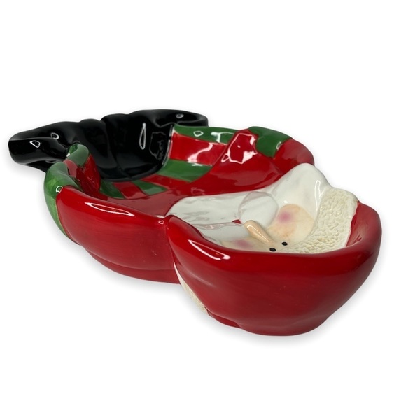 Holiday Home Earthware Hand Painted Santa Claus 11” Candy Dish Serving Platter - Picture 5 of 10
